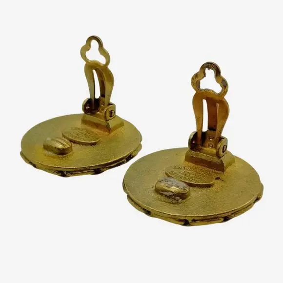 Chanel 24k Gold-Plated Black Clip-on Earrings - Picture 6 of 9